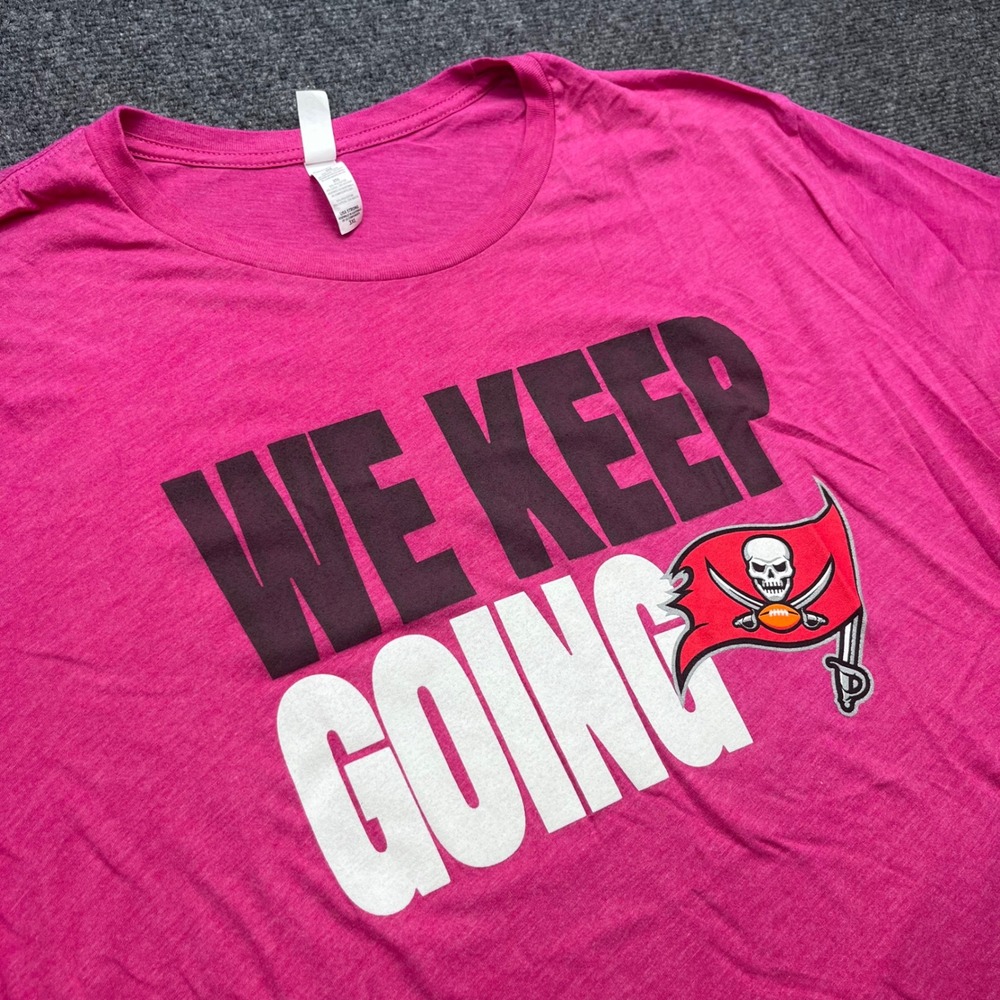 Bella Canvas NFL Buccaneers Pink Graphic Treasure Chests 5K Fun Run T-Shirt